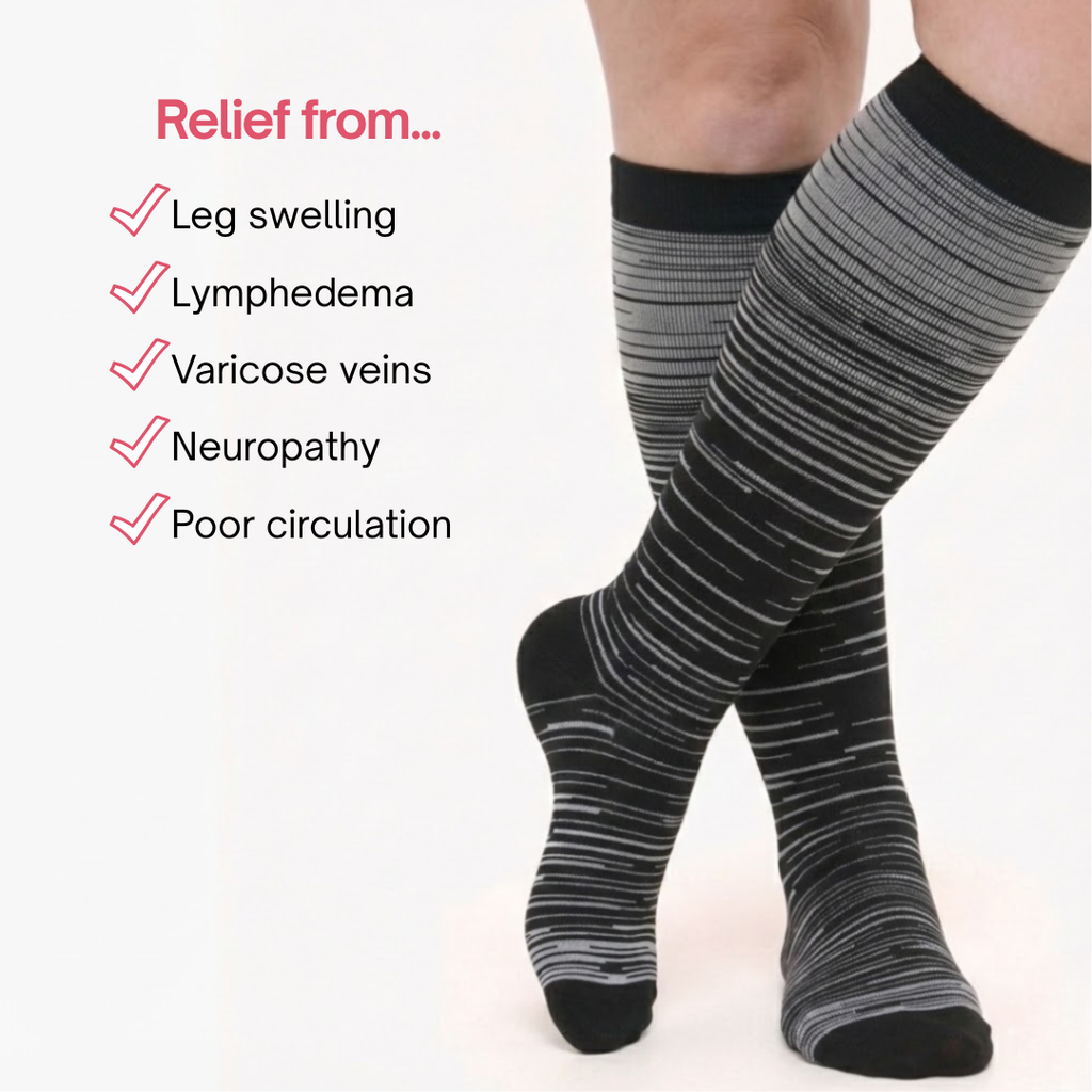 Chaussettes de compression Vitalis™ (rayées)  (15-20 mmHg) 